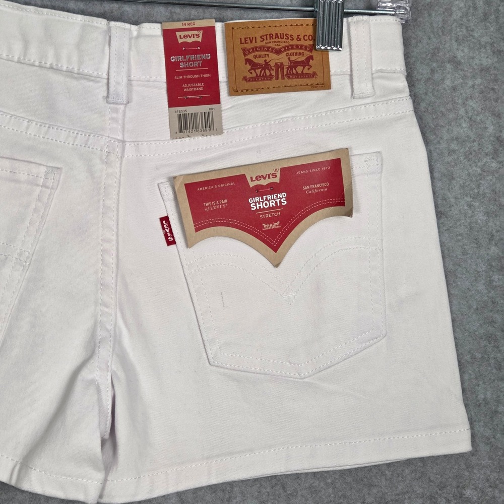 Levi's NEW Girls 14‎ REG Girlfriend Shorts White Lace Floral Embroidered Stretch